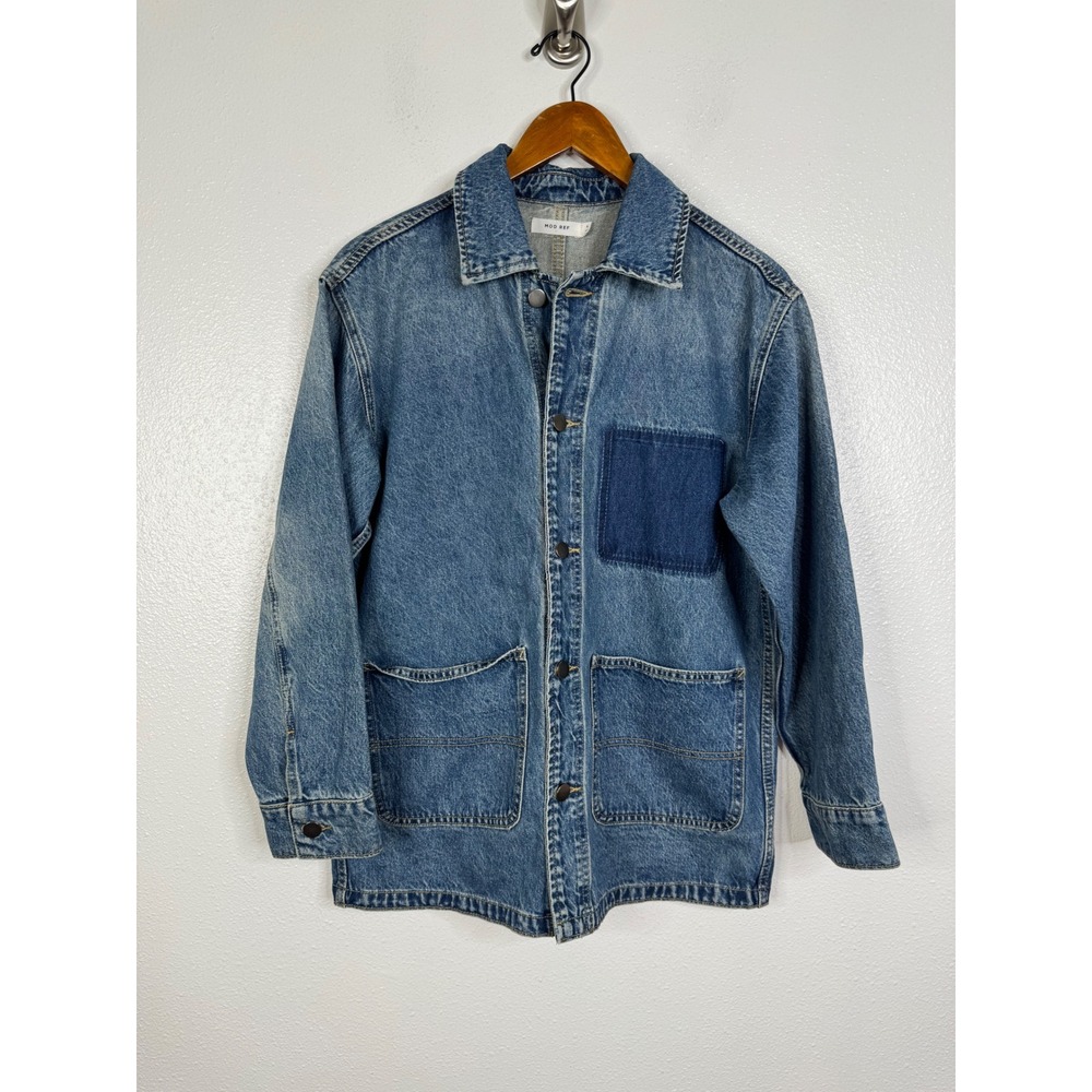 MOD REF Womens Denim Chore Jacket Medium Wash Utility Coat Blue Small TR3500